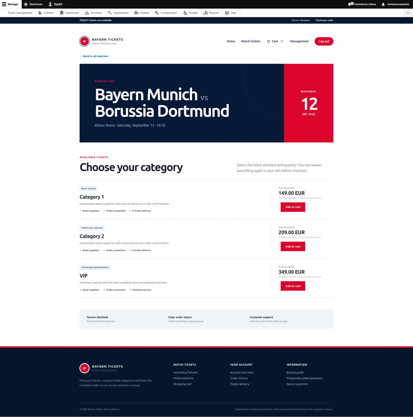 Bayern Tickets — podgląd projektu