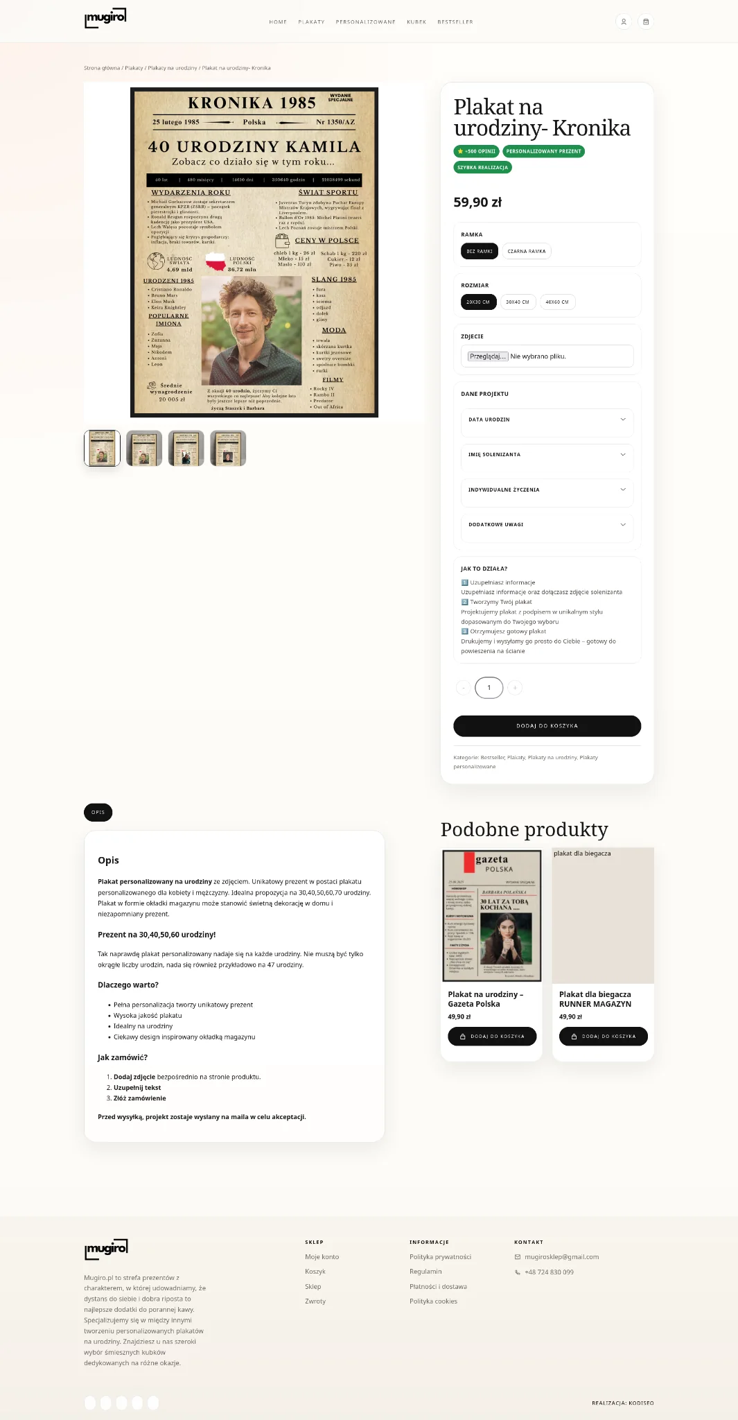 Mugiro — konfigurator plakatu — podgląd projektu