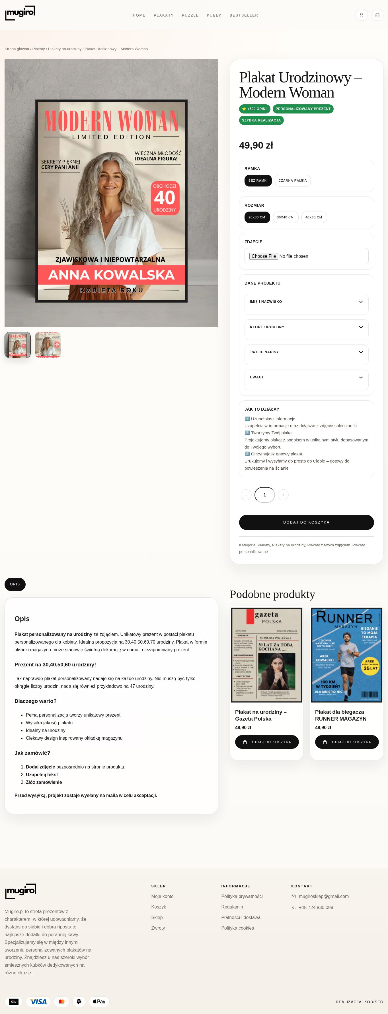 Mugiro — Produkt i personalizacja
