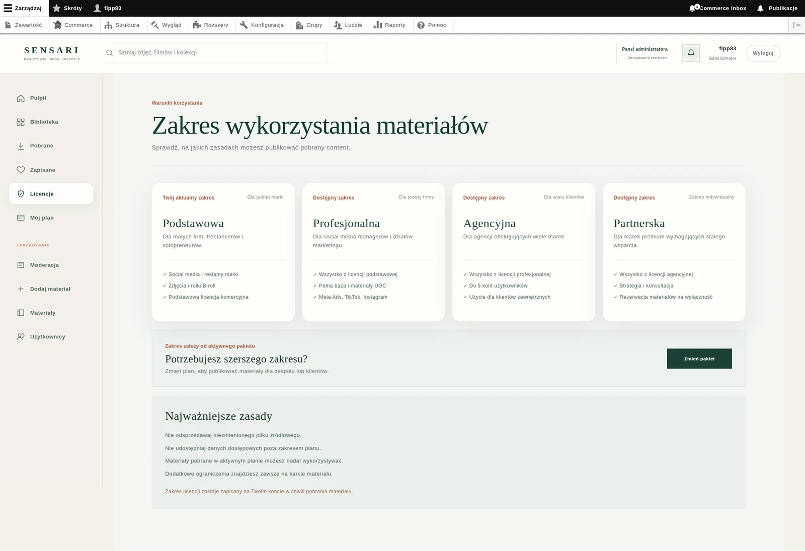 SENSARI — Licencje
