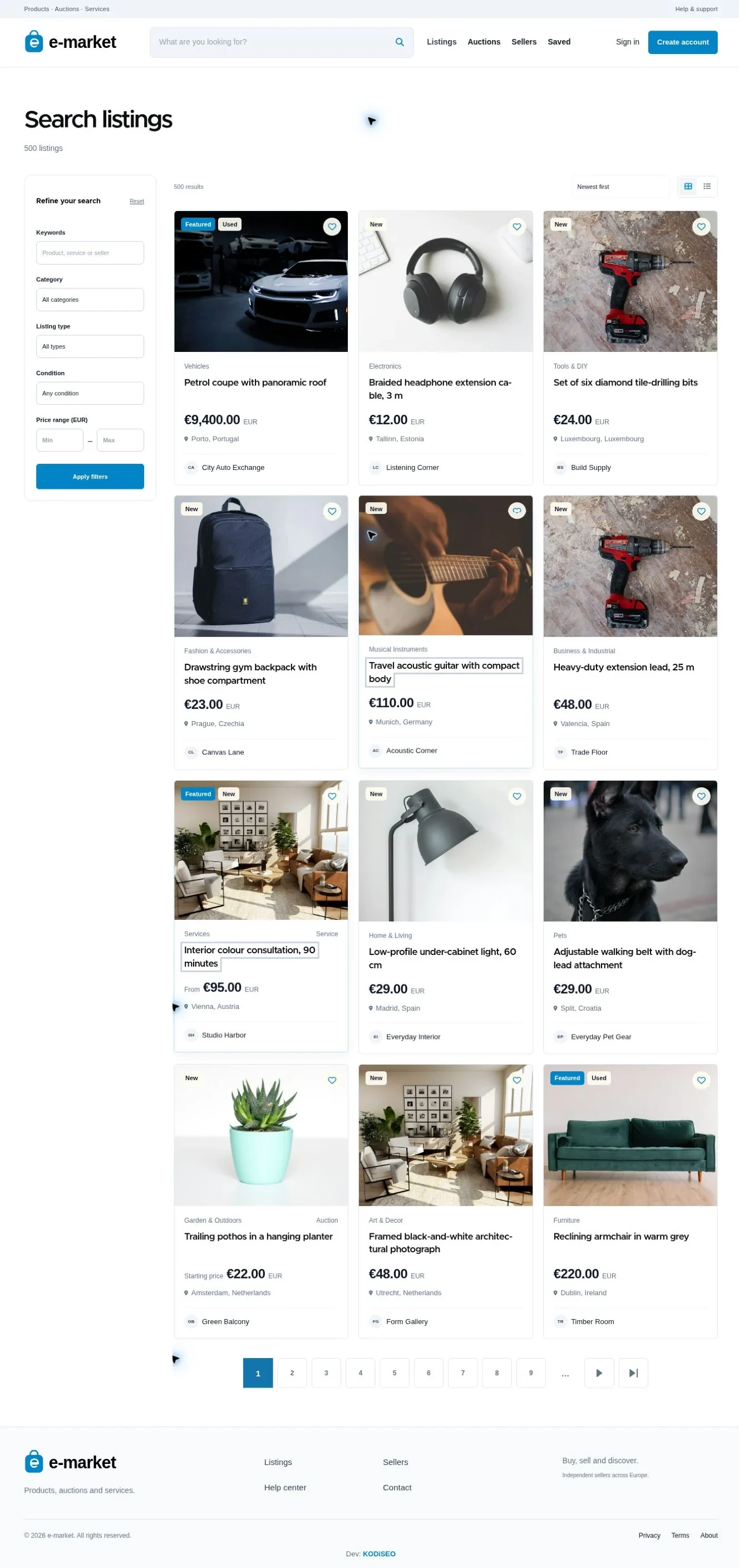 e-market — Katalog ofert i wyszukiwanie